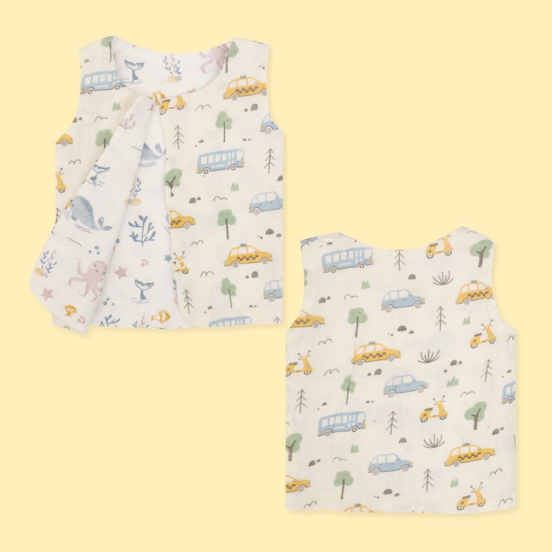 Side A Side B - Reversible Muslin Jabla (Pack of 2)
