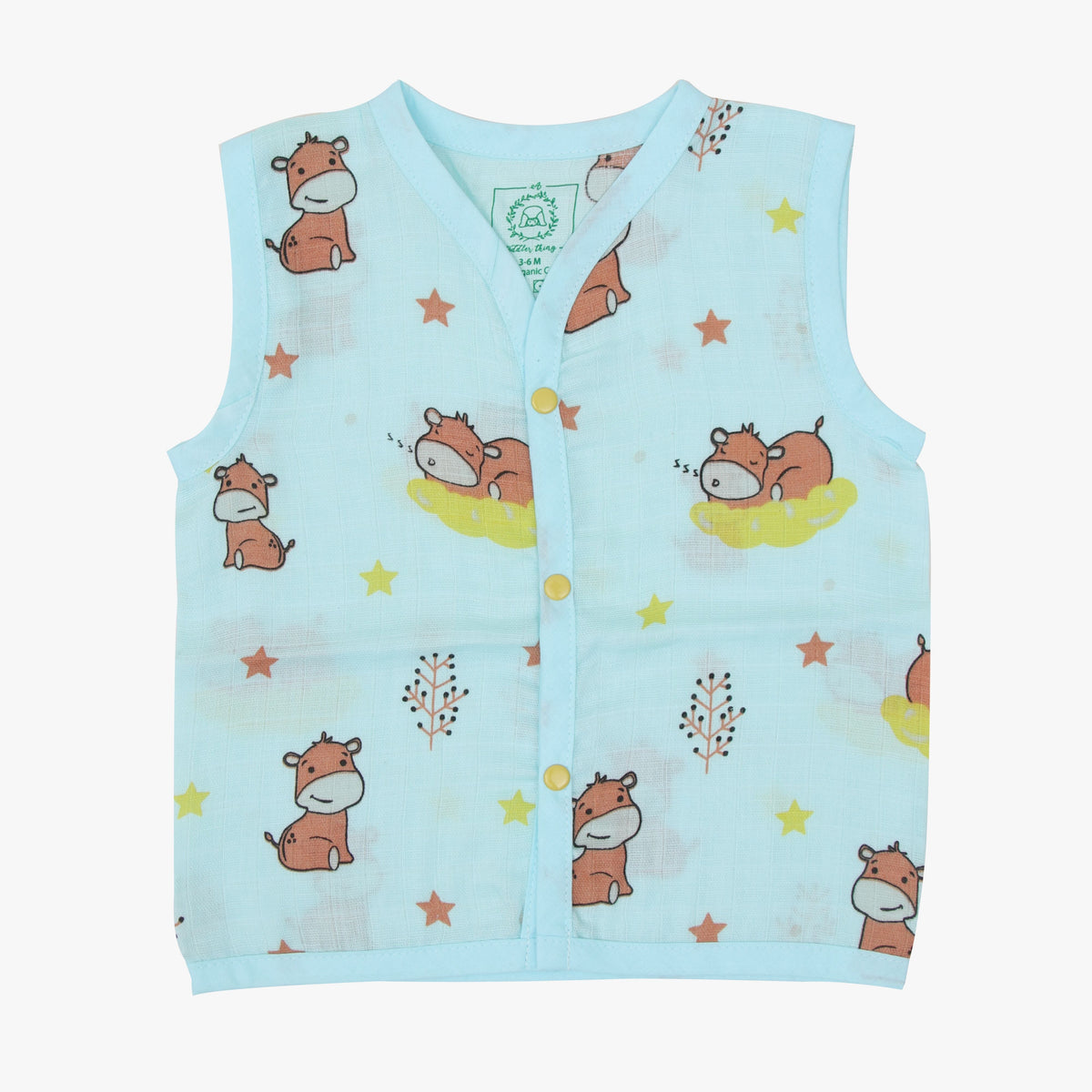 Sleepy Hippo - Muslin Button Jabla