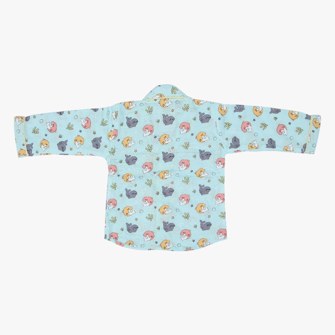 Dolphin Drive (Pack of 2) - Muslin Full Sleeve Sleep Suit for babies and kids (Unisex)