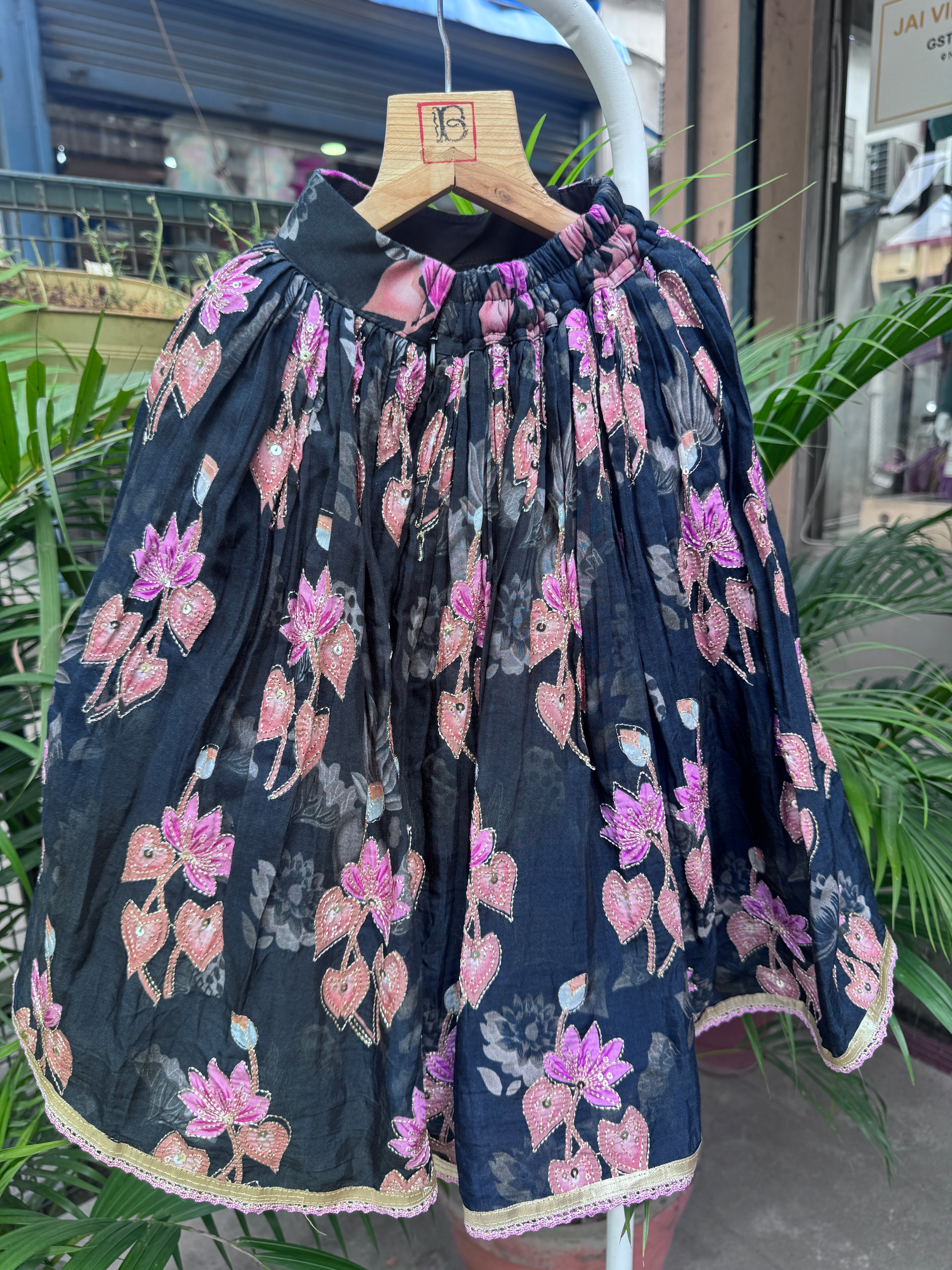 Elegant Black Floral Embroidered Lehenga Choli for Girls | Premium Festive & Wedding Wear | Ages 1–6 Years / 6–12 Years