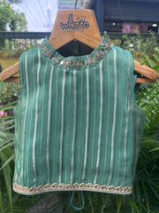 Emerald Green Silk Lehenga Choli with Golden Zari Work – Festive & Party Wear Outfit for Girls (Age 1 – 6 Years)