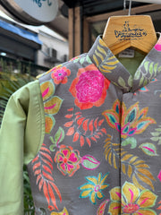 Boys Sage Green Kurta Set with Multicolor Floral Nehru Jacket – Festive & Wedding Ethnic Outfit (Age 5 to 7 Years)