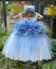 Blue Petal Tulle Party Dress
