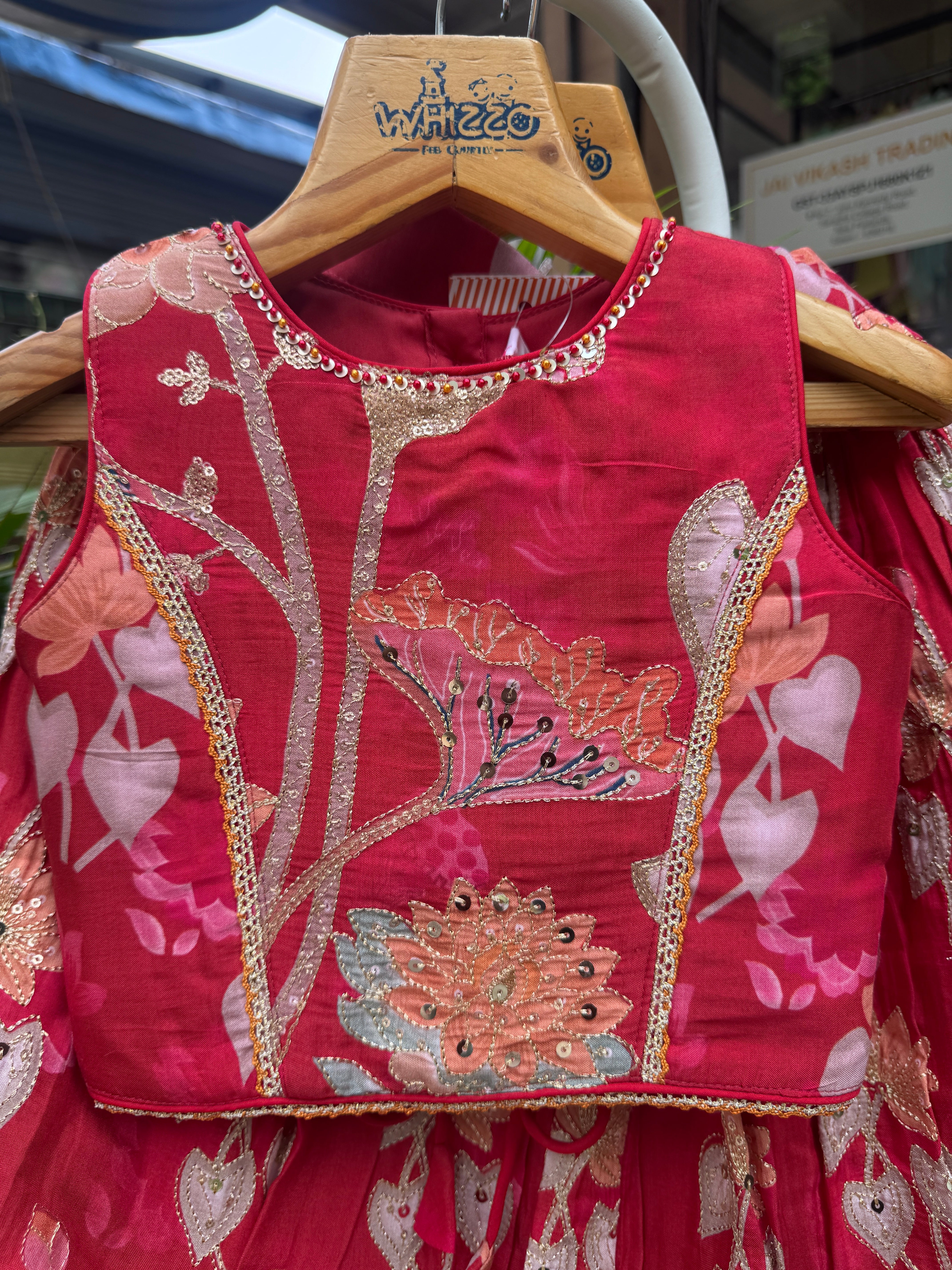 Royal Red Floral Embroidered Lehenga Choli for Girls | Premium Festive & Wedding Wear | Ages 1–6 Years / 6–12 Years