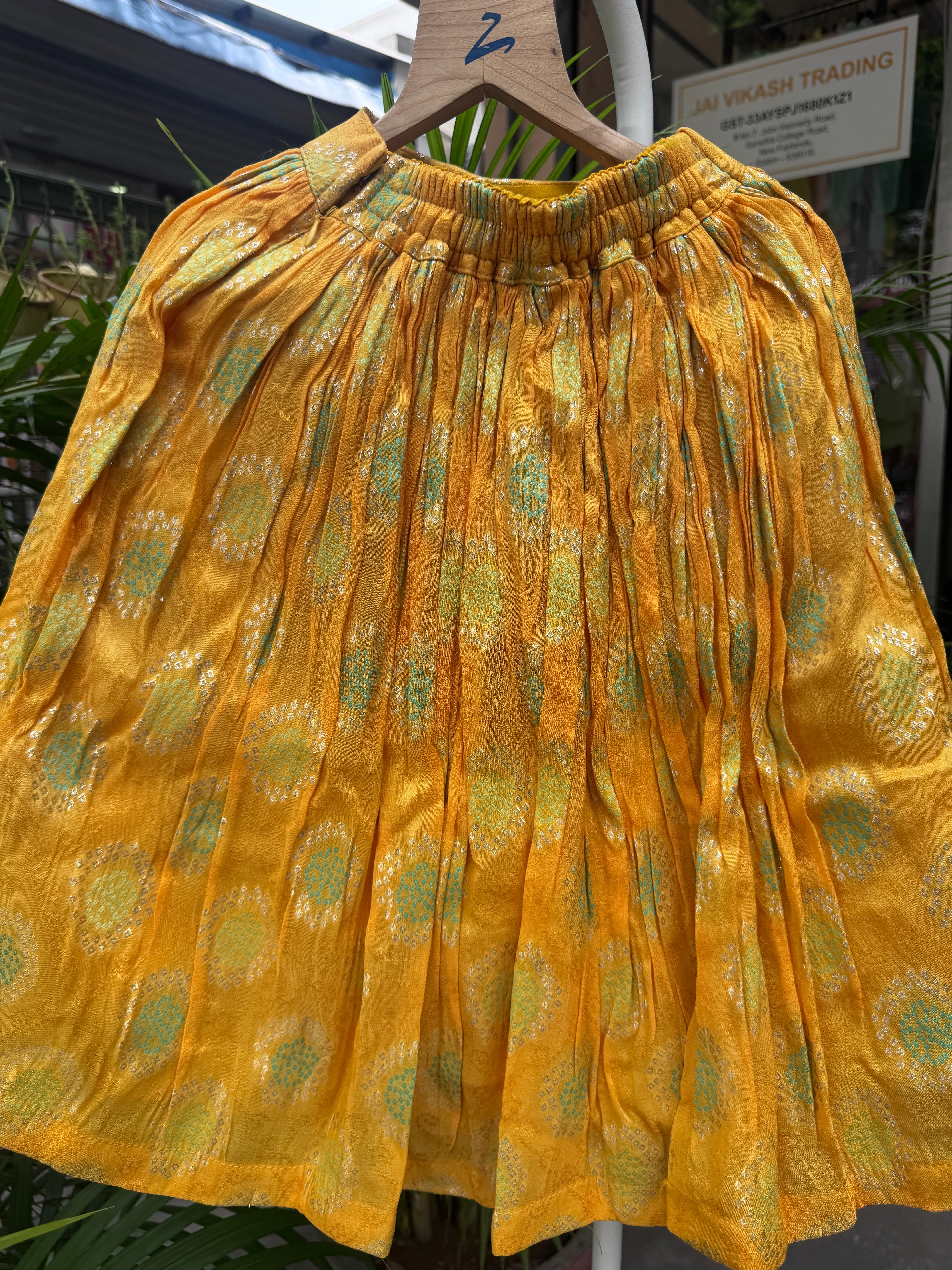 Sunshine Yellow Mirror-Work & Jacquard Lehenga Choli for Girls | Festive & Wedding Wear | Ages 1–6 Years / 6–12 Years