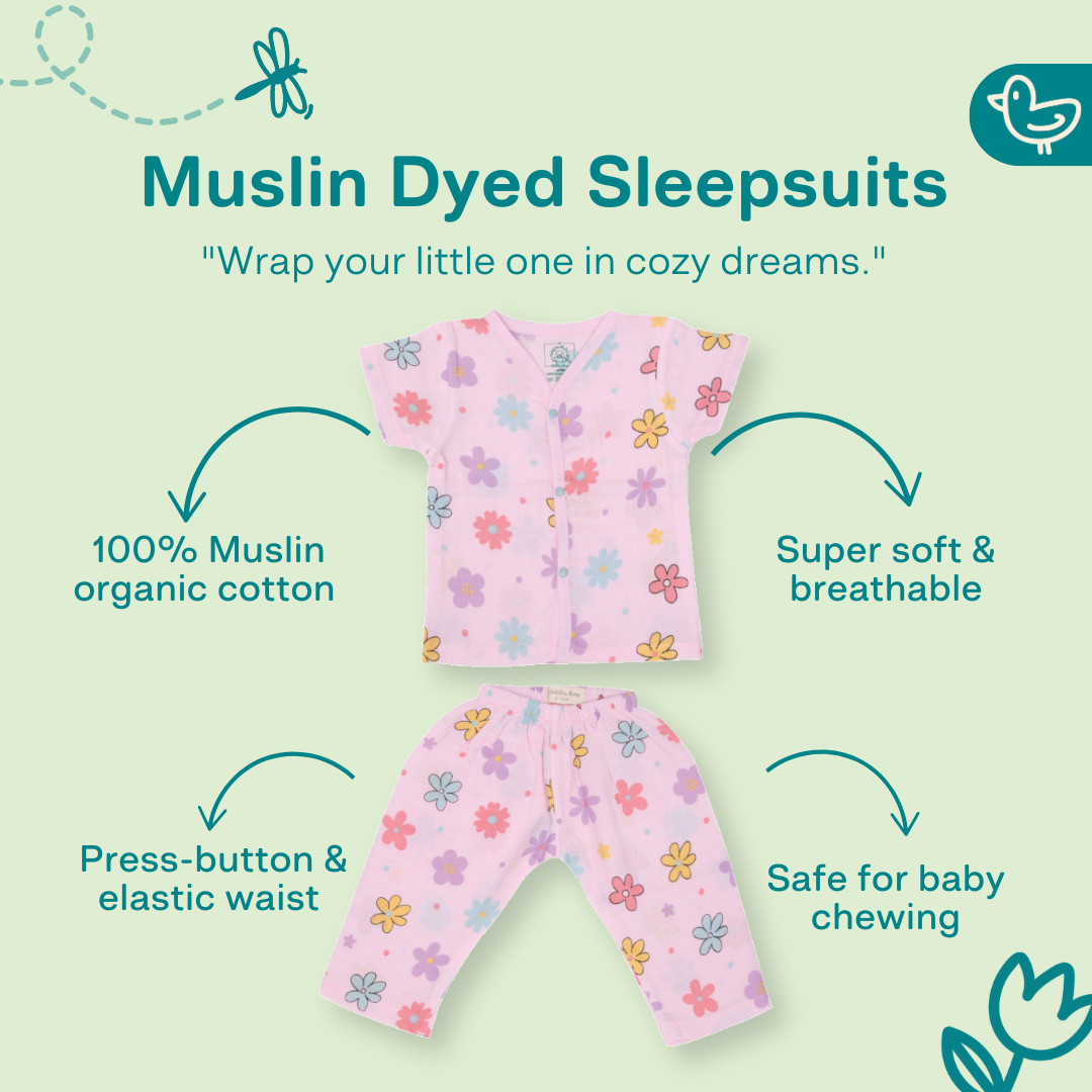 Muslin Colour Sleep Suits for babies and kids (Unisex)