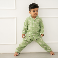 Fuzzy Bear - Muslin Full Sleeve Sleep Suit for babies and kids (Unisex)