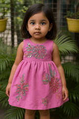 Petal Glow Embroidered Dress