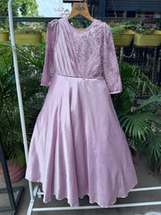 Elegant Peach Full-Length Party Gown with Bow – Age 3 to 10 Years