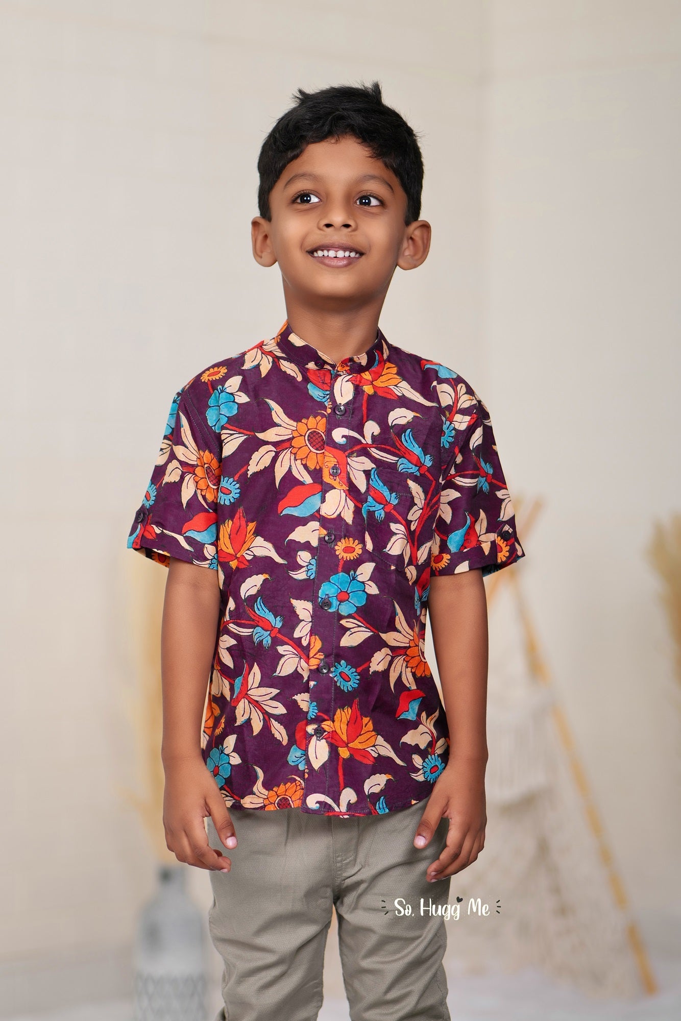 Maroon Party wear shirt on Mul Mul fabric/Digital print shirt