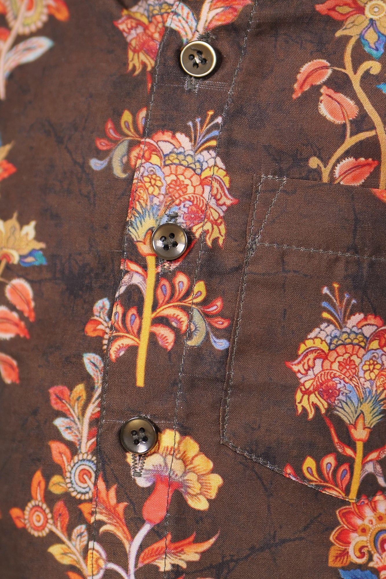 "Brown Hand Block Printed Ajrakh Mul Cotton Fabric Boys Shirt - Classic Design with Artisan Charm"