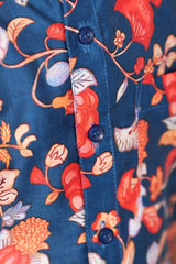 "Pure Mul Cotton Fabric Hand Block Printed Boys Shirt in Blue - Timeless Craftsmanship with a Modern Touch"