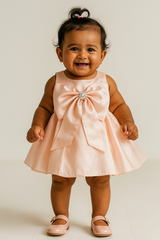 Peach Bow Baby Dress