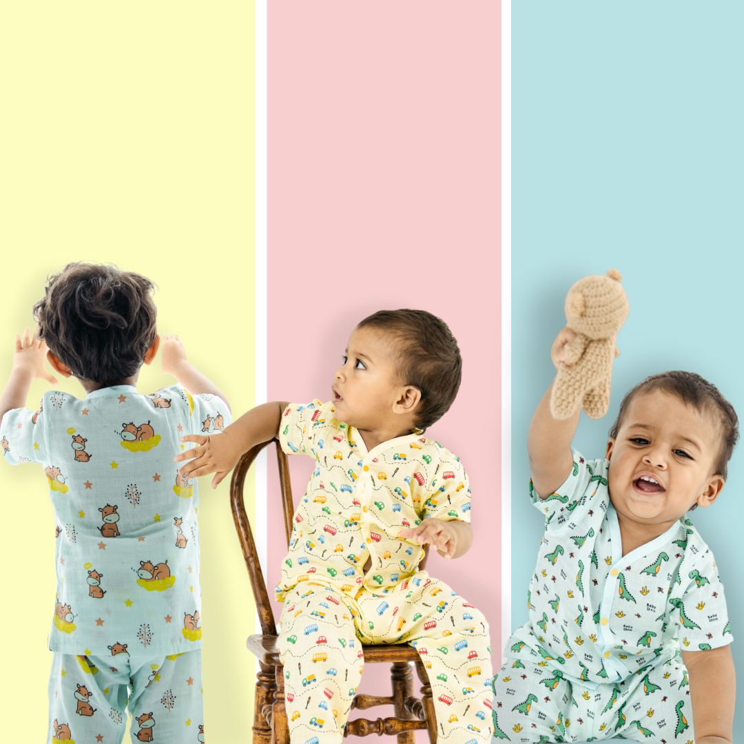 Muslin Colour Sleep Suits for babies and kids (Unisex)