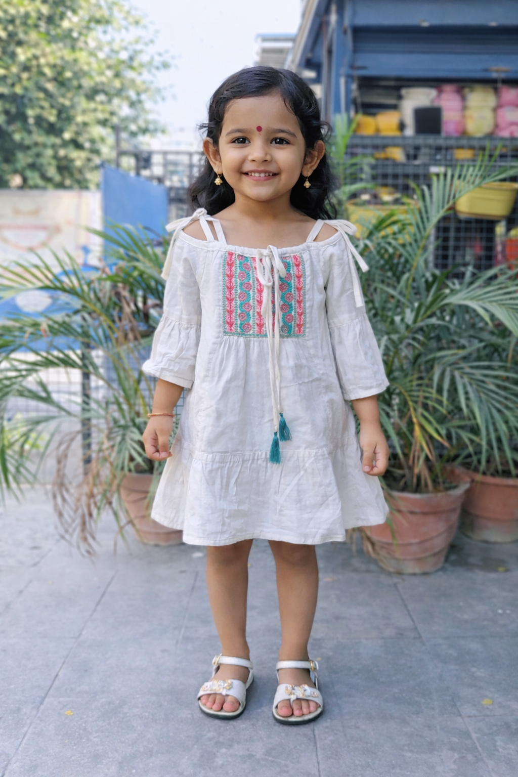 Whizzo Kids White dress for Girls – Festive Wear with Soft Cotton Lining (Age 1 to 10 Years)