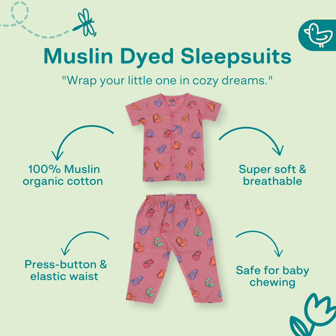 Muslin Colour Sleep Suits for babies and kids (Unisex)