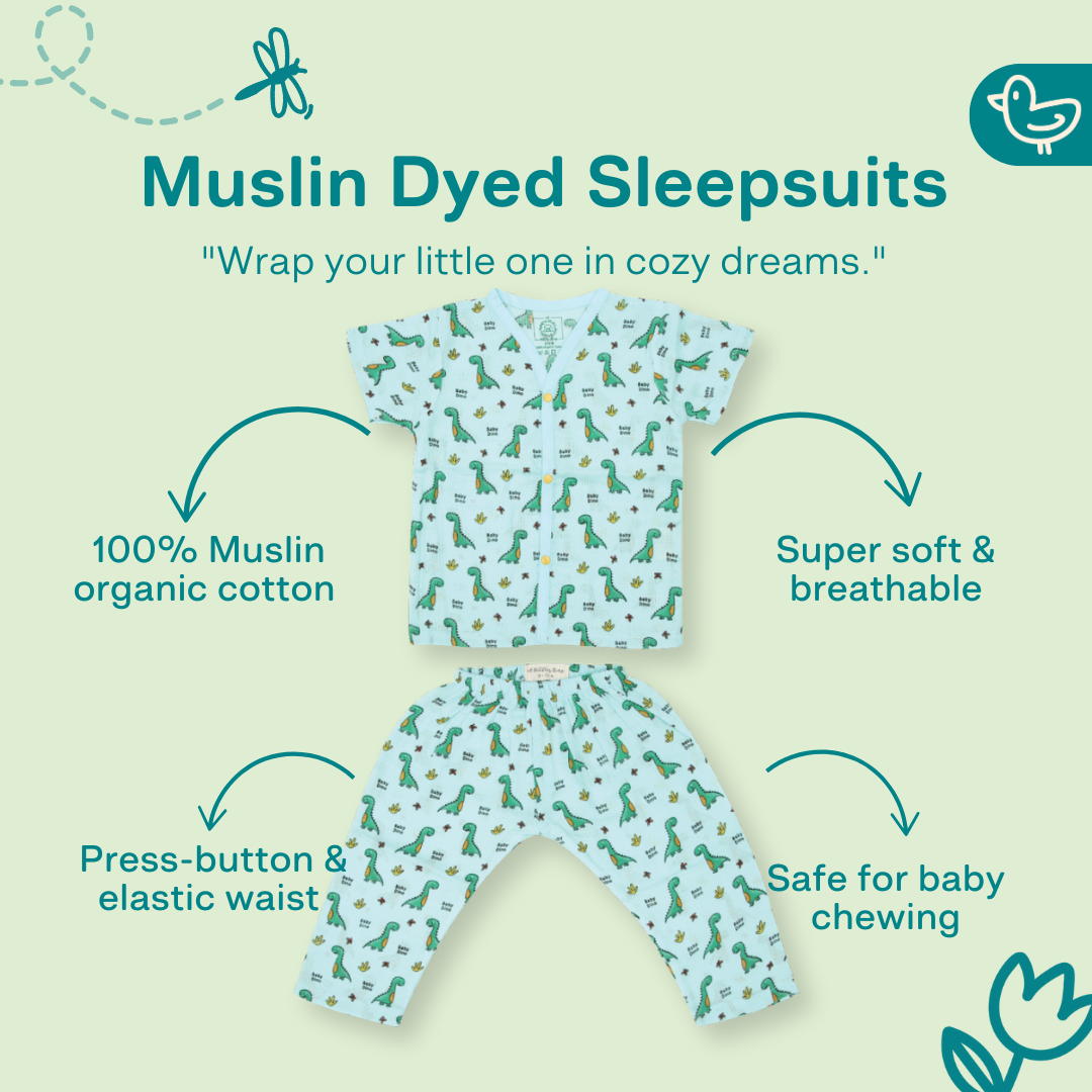 Muslin Colour Sleep Suits for babies and kids (Unisex)