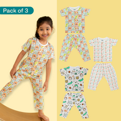 Lil Zoo Box - Muslin Sleep Suit for babies and kids (Unisex) - Pack of 3