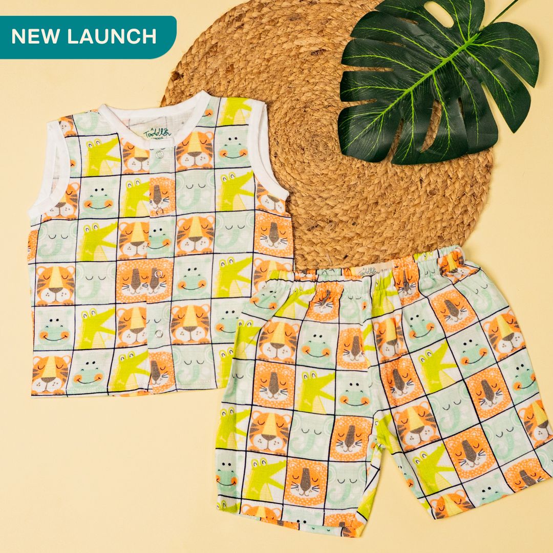 Zoodle Blocks - Muslin Jabla and Shorts for Babies and Toddlers