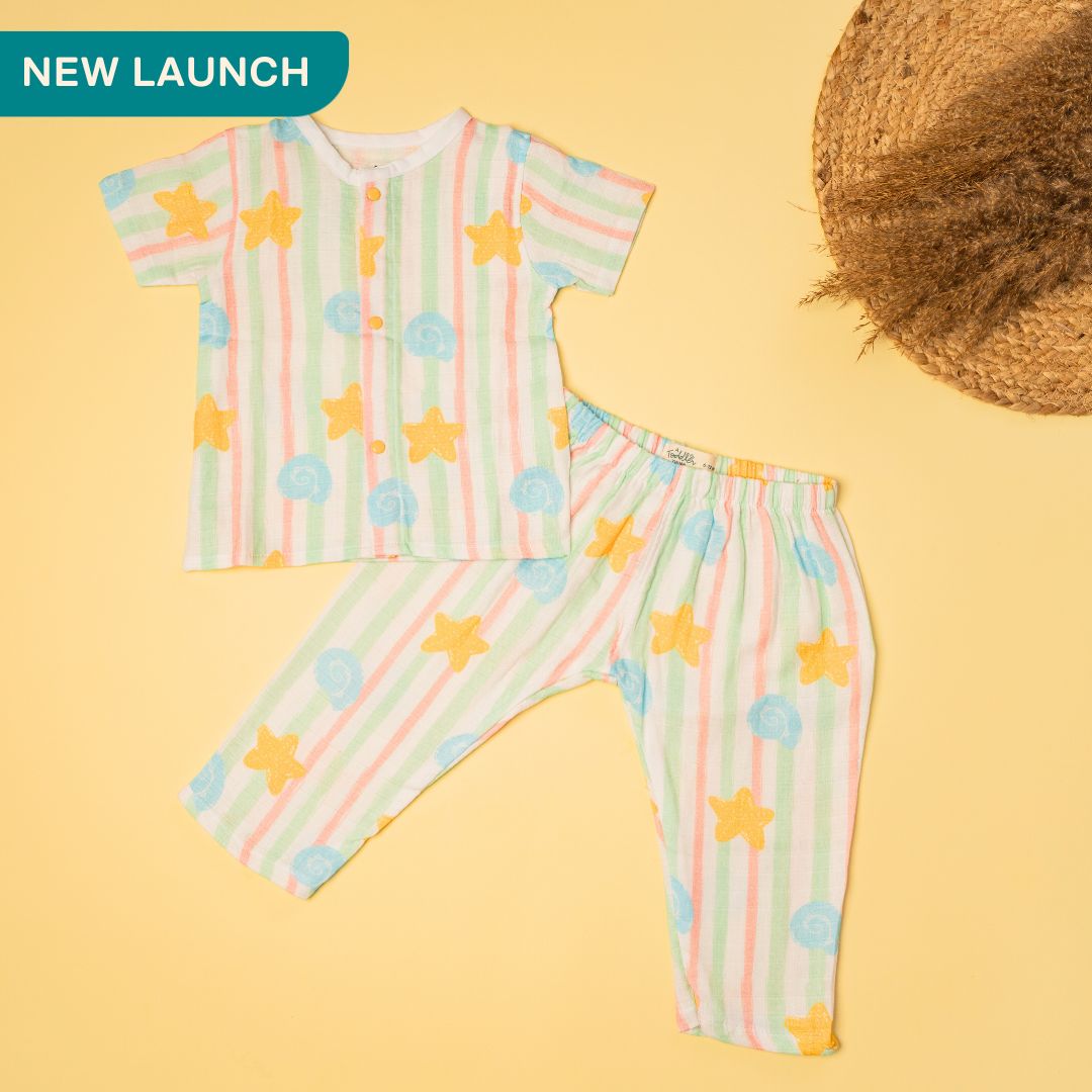 Seaside Stripes - Muslin Sleep Suit for babies and kids (Unisex)