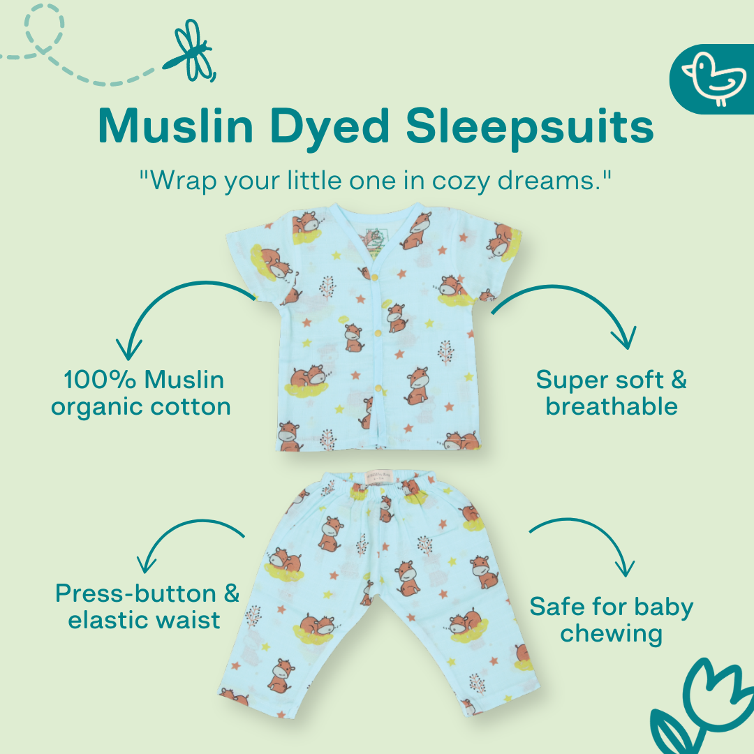 Muslin Colour Sleep Suits for babies and kids (Unisex)