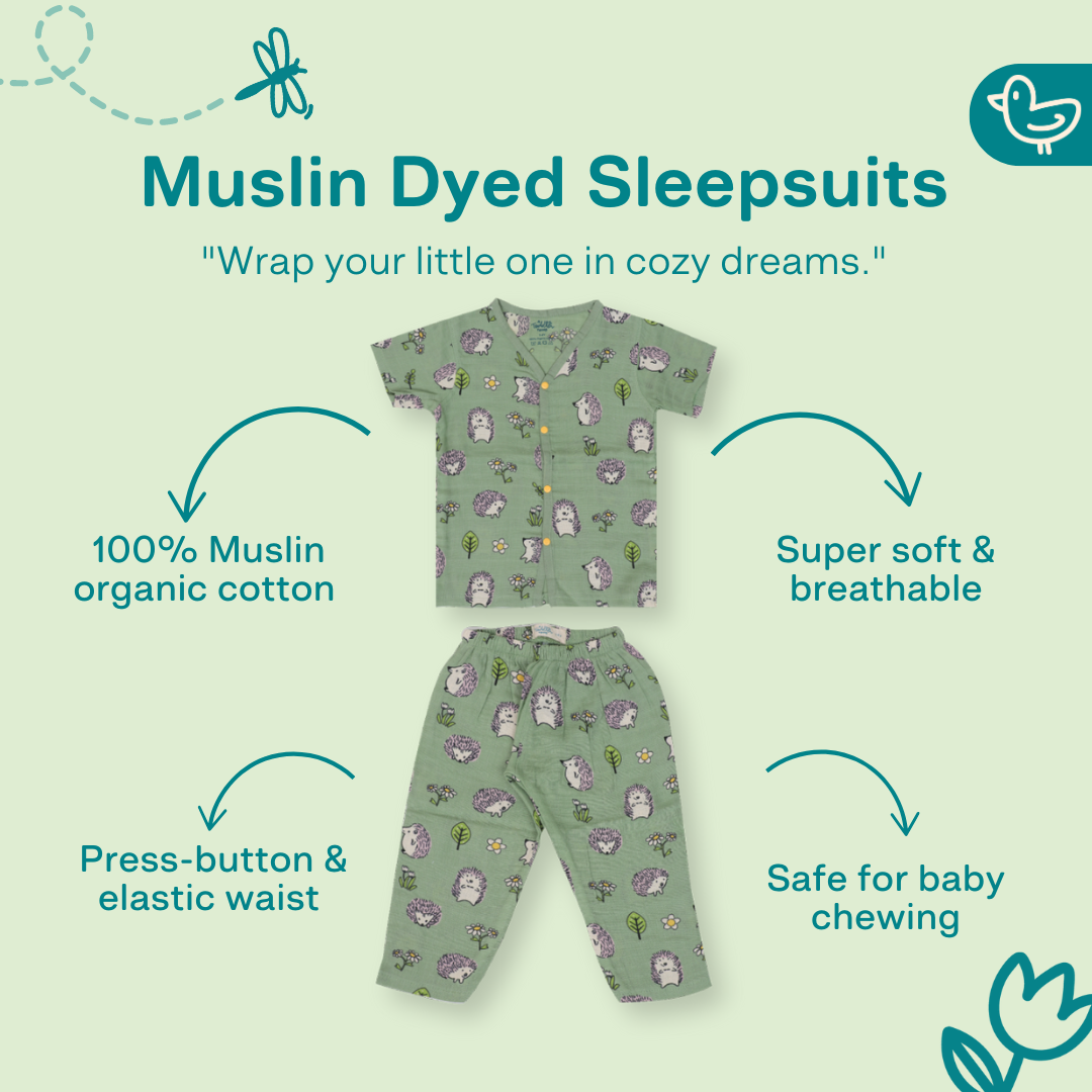 Muslin Colour Sleep Suits for babies and kids (Unisex)